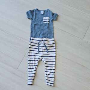 Nordstrom Navy and White Striped Baby Outfit Waffle Stripes 2 Pack 18 Months